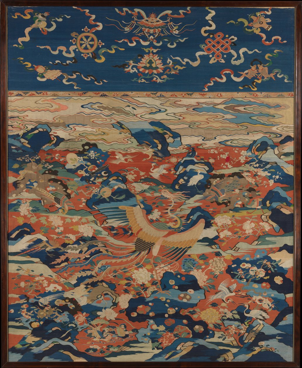 Panel med en Phoenix og fugle i en klippehave, ca. 1600 af Ming Dynasty Chinese School