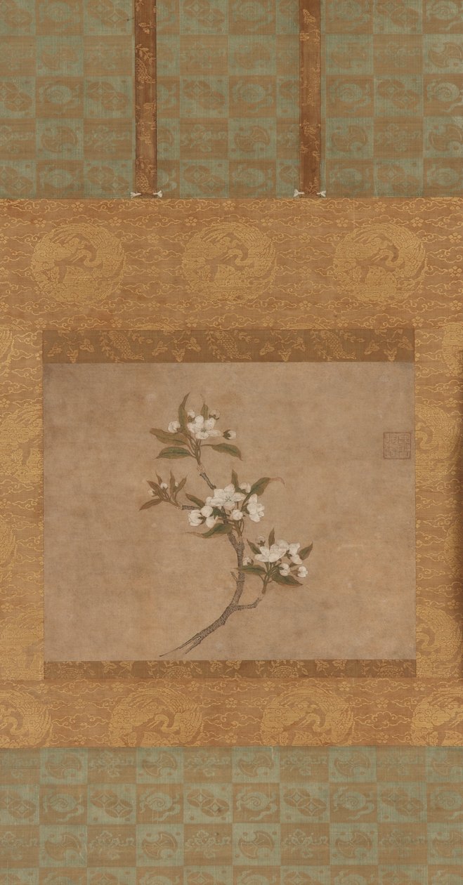 En gren af pæreblomster (blæk og farve på papir) af Ming Dynasty Chinese School