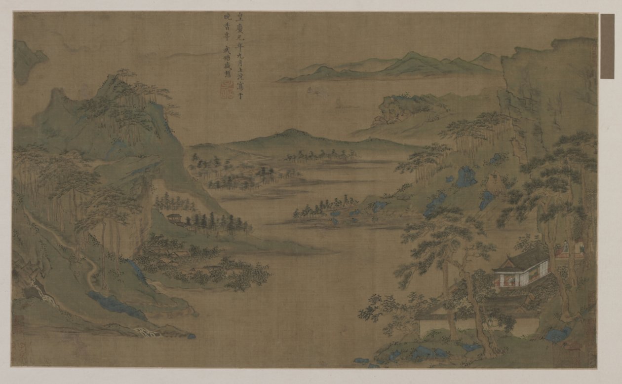 En bred udsigt over bjerge og vand af Ming Dynasty Chinese School