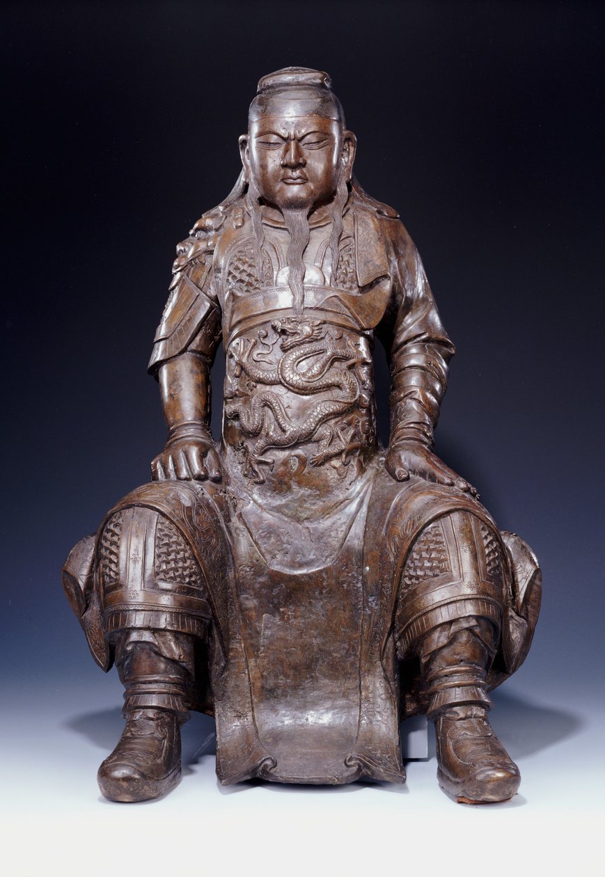En fin stor tidlig Ming bronze figur af Guandi af Ming Dynasty Chinese School