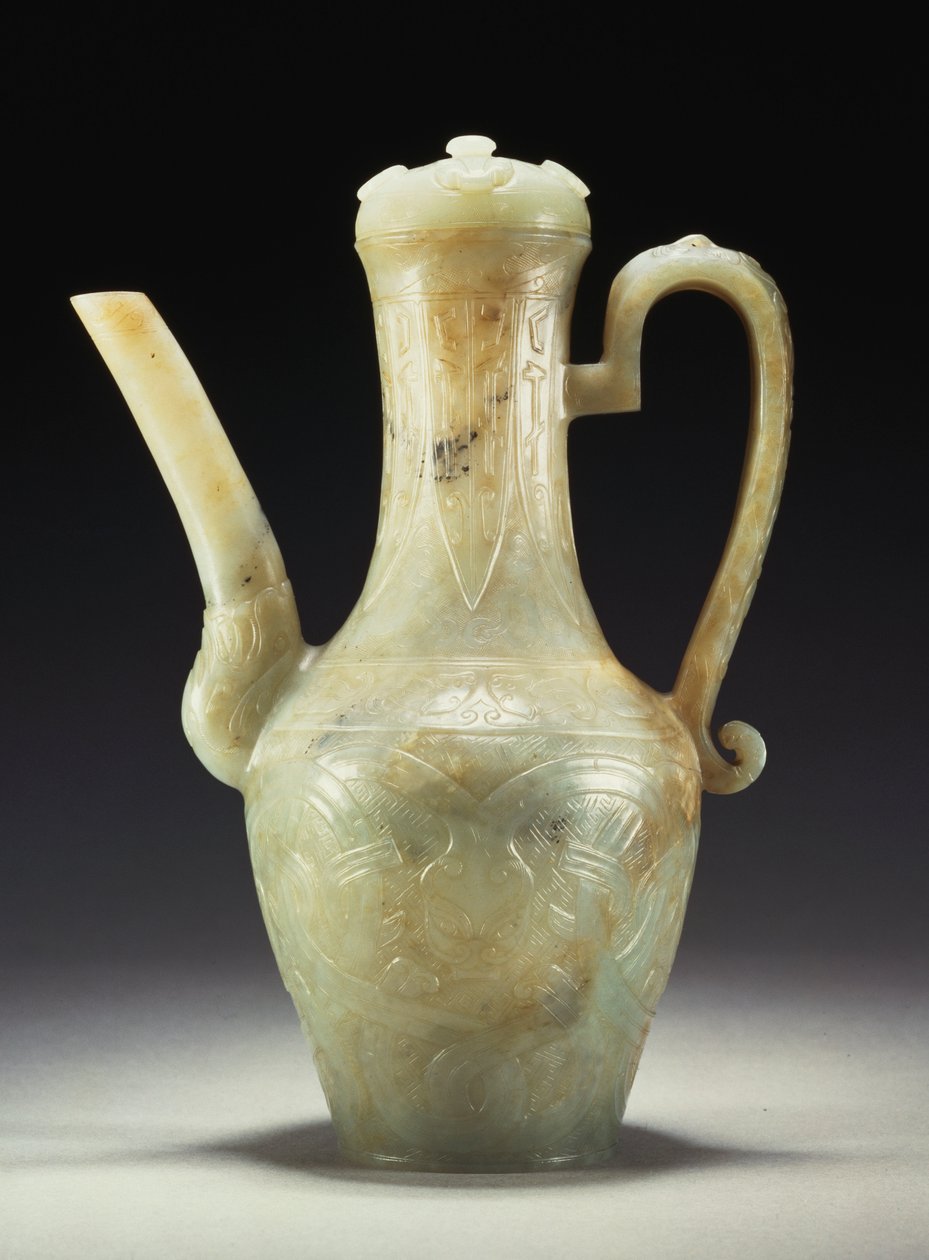 En sen Ming celadon jade æver og betræk (jade) af Ming Dynasty Chinese School