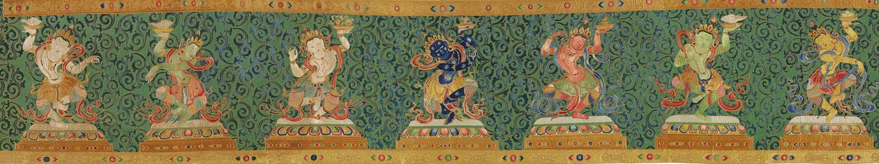 Detalje af kejserlig broderet silke-thangka af Ming Dynasty Chinese School