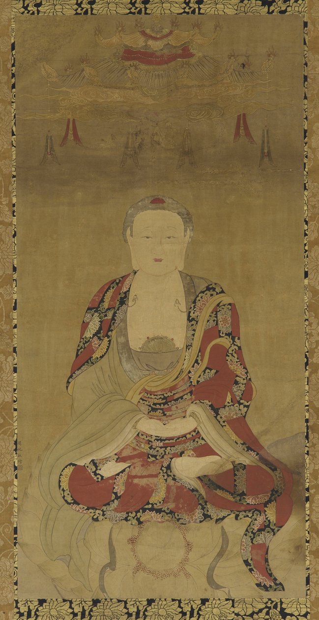Dhyani Buddha (blæk og farve på papir) af Ming Dynasty Chinese School