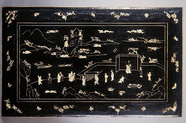 Kang bordplade (indsat lakeret træ med ben) (se også 272139) af Ming Dynasty Chinese School