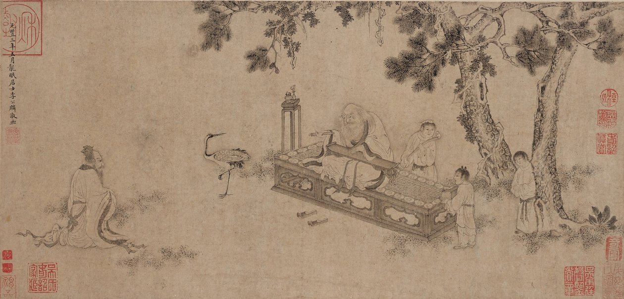Laozi Deliving the Daodejing (blæk på papir) af Ming Dynasty Chinese School