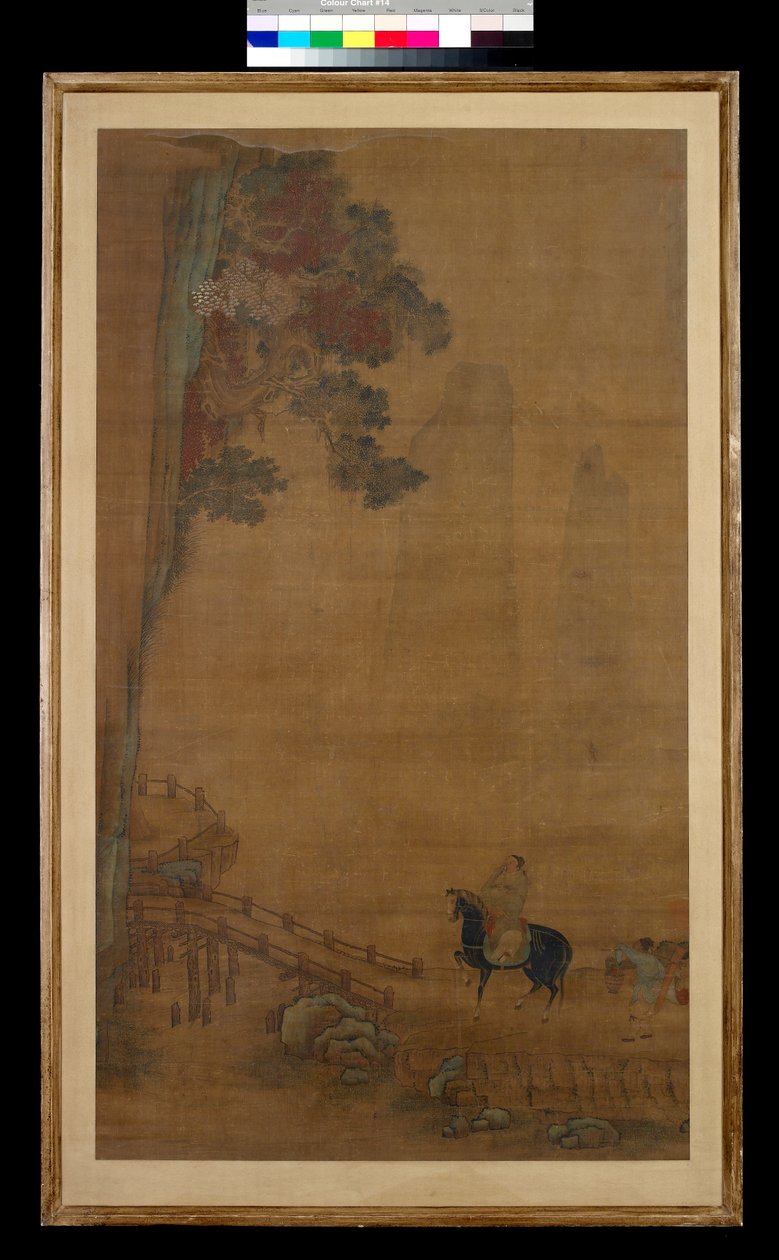 Rytter ved en bro (blæk og farve på silke) af Ming Dynasty Chinese School