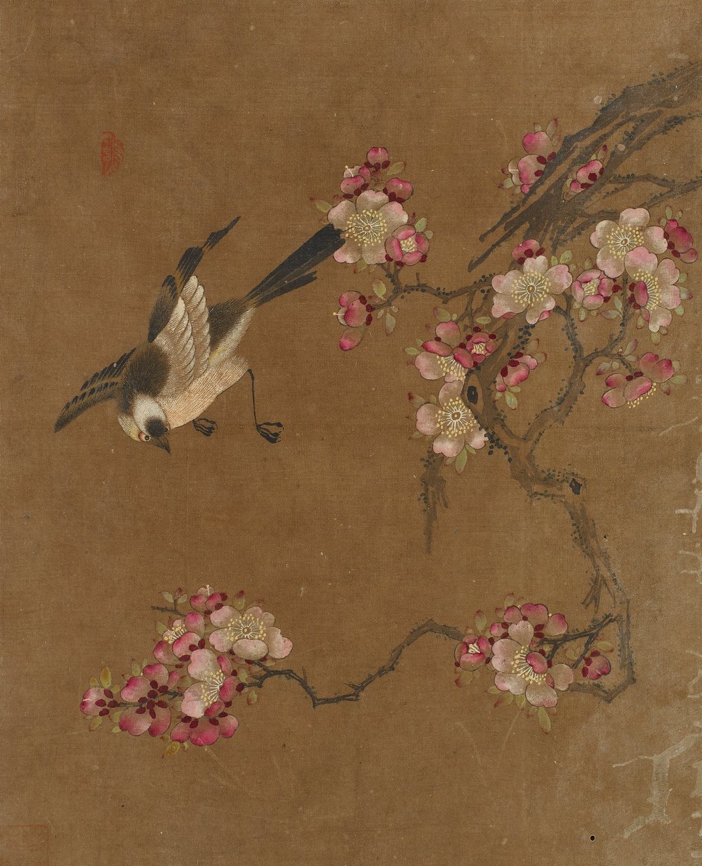 Ti billeder af fugle og blomster (farve på silke) af Ming Dynasty Chinese School