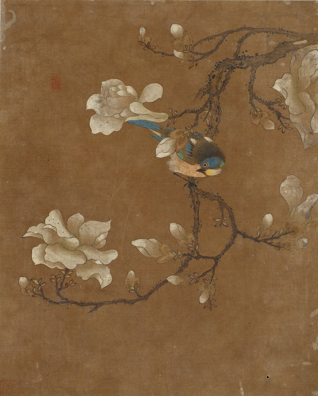 Ti billeder af fugle og blomster (farve på silke) af Ming Dynasty Chinese School