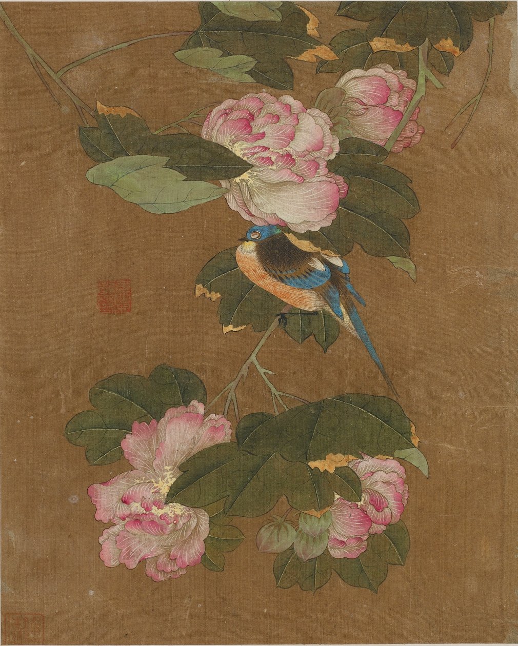 Ti billeder af fugle og blomster (farve på silke) af Ming Dynasty Chinese School