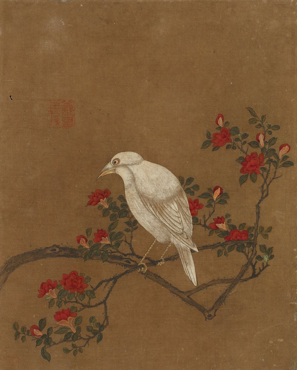 Ti billeder af fugle og blomster (farve på silke) af Ming Dynasty Chinese School