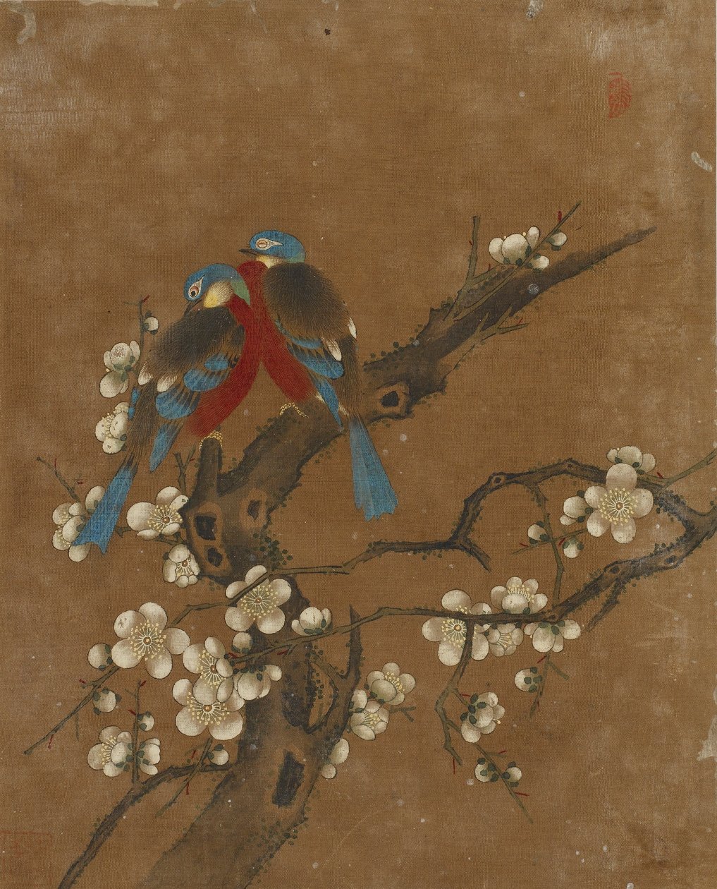 Ti billeder af fugle og blomster (farve på silke) af Ming Dynasty Chinese School