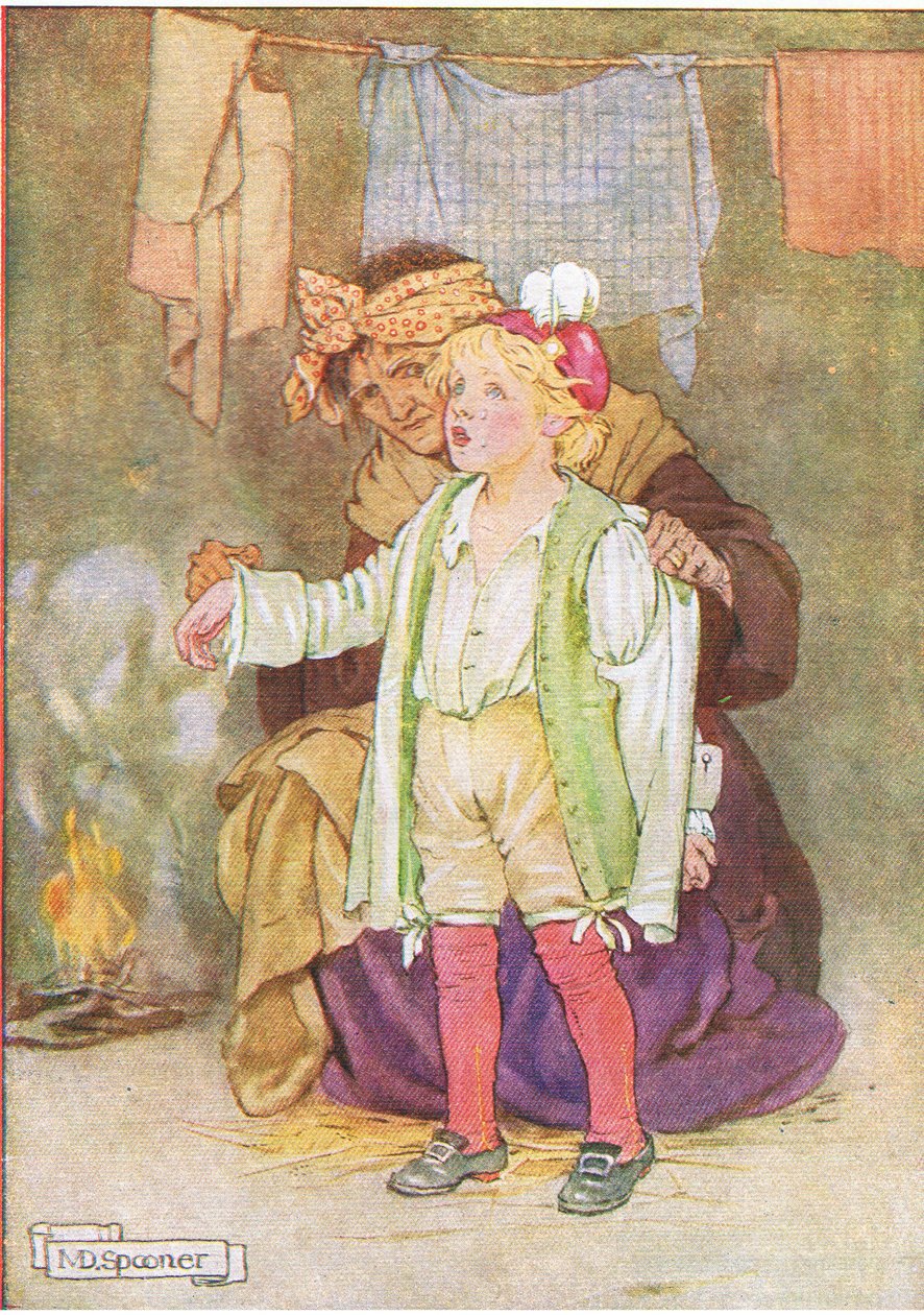 De fratog ham hans fløjl og fjer og blonder (fra historien Edwy and the Echo), illustration fra A Staircase of Stories udgivet af Thomas Nelson & Sons Ltd 1940