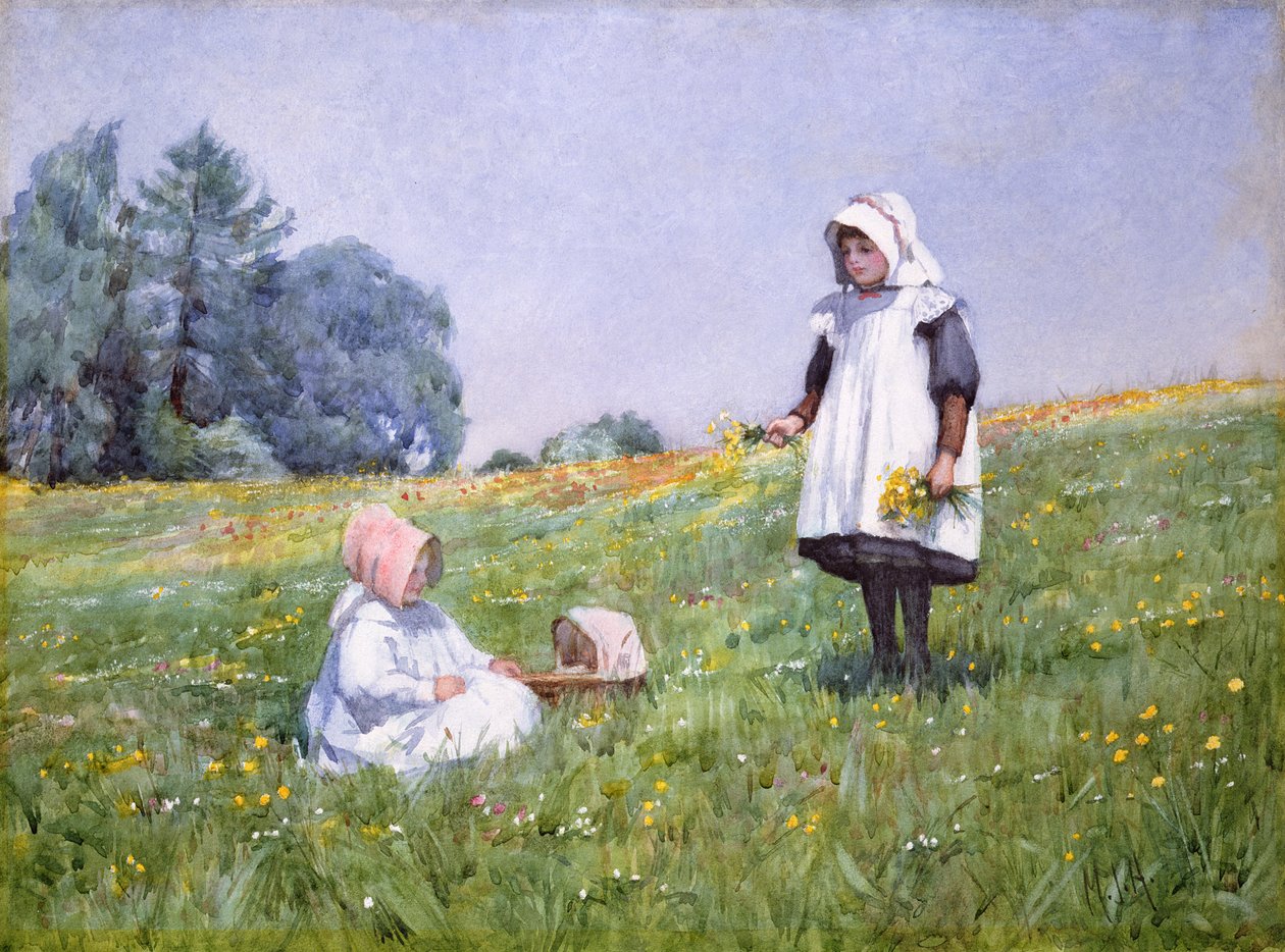Smørblomster og tusindfryd (wc på papir) af Minnie Jane Hardman