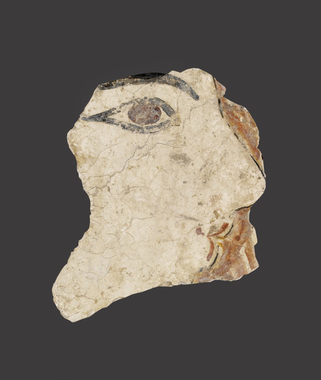 Fragment af en fresco, der forestiller en kvindes ansigt, sen minoisk I periode af Minoan