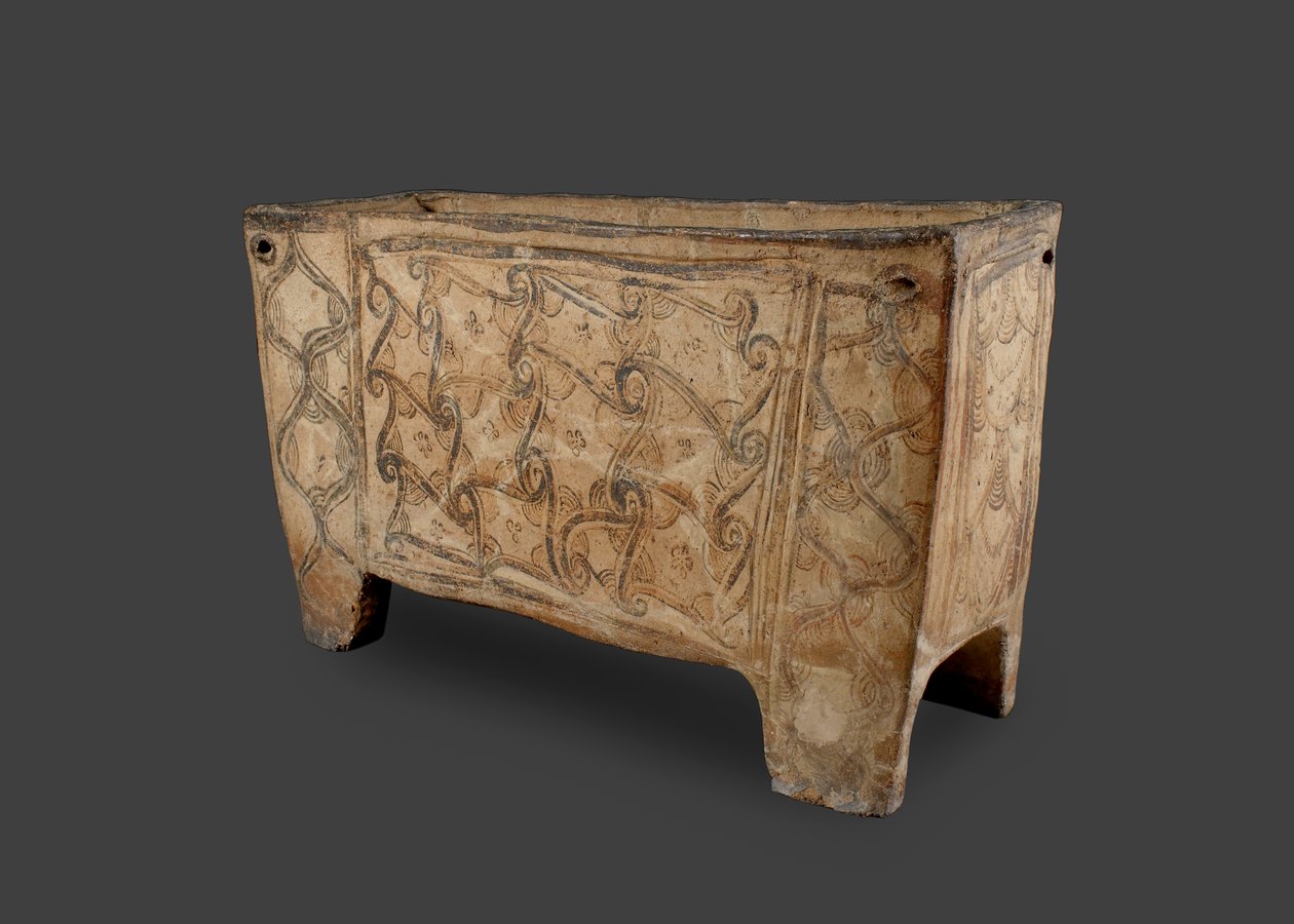 Malet kiste, Knossos, Kreta, ca. 1500 f.Kr. (malet lertøj) (for front se 115742 og 419817) af Minoan