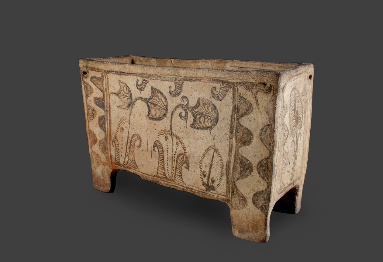 Bemalet kiste, Knossos, Kreta, ca. 1500 f.Kr. (bemalet lertøj) (for bagsiden se 419818) af Minoan