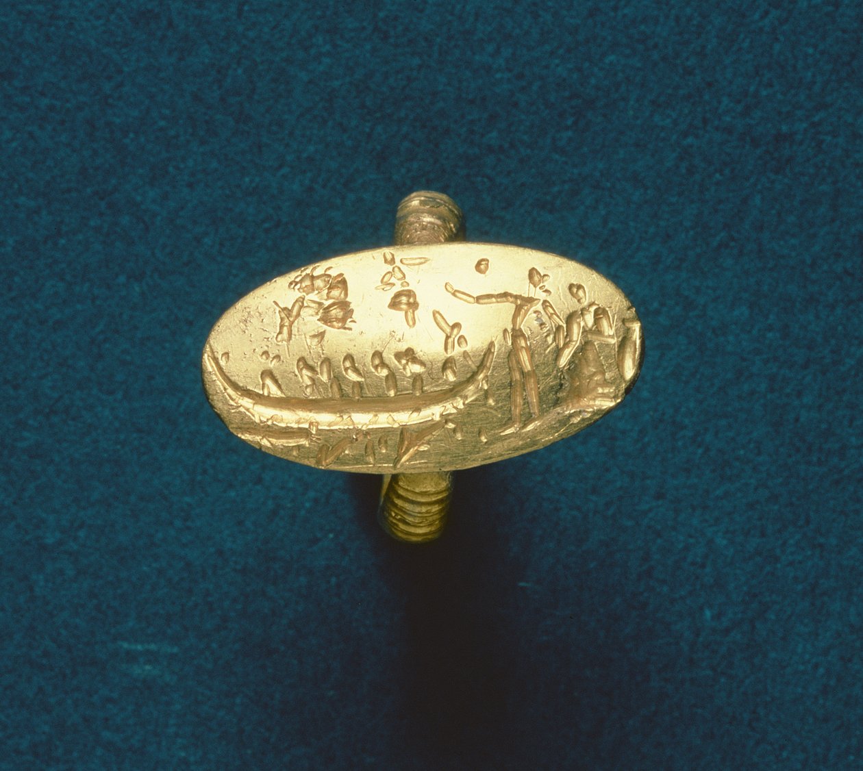 Seglring, sen minoisk, ca. 1500 f.Kr. (guld) af Minoan