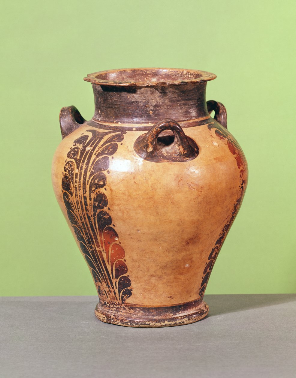 Små pithos med stiliseret bladmønster, 1500-1400 f.Kr. (keramik) af Minoan