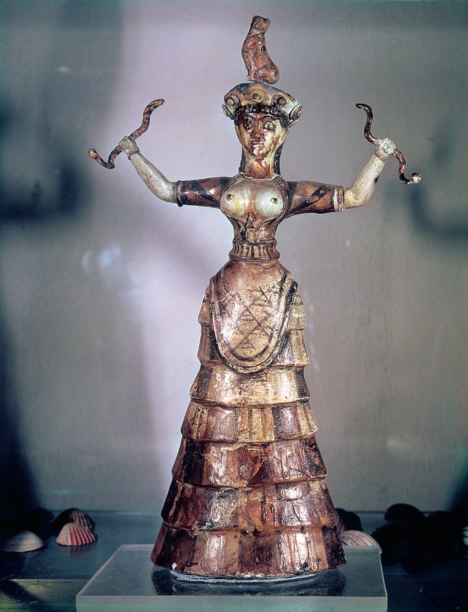 Slangernes gudinde, fra Knossos-paladset, 1500 f.Kr. (fajance) af Minoan