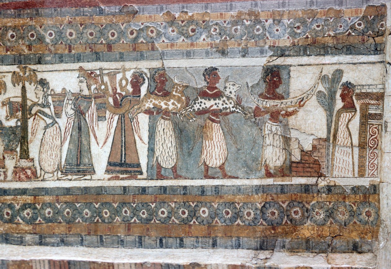 Detalje, fresko på sarkofag fra Hagia Triada af Minoan
