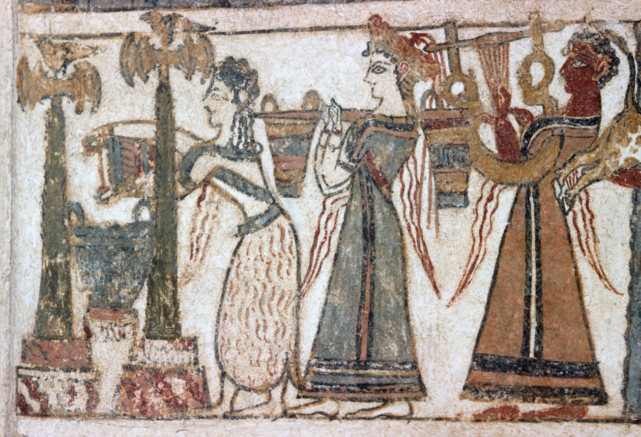 Detalje, fresko på sarkofag fra Hagia Triada af Minoan