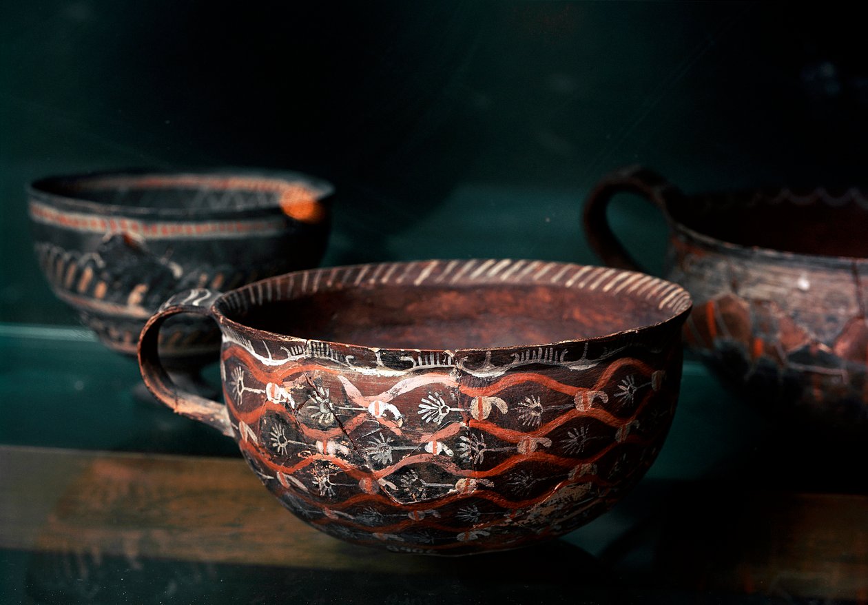 Minoisk kunst: keramisk kop fra Kamares (Kreta) perioden protopalatiale (2100 til 1650 f.Kr.), fra Cnossos. Heraklion, Arkæologisk Museum af Minoan