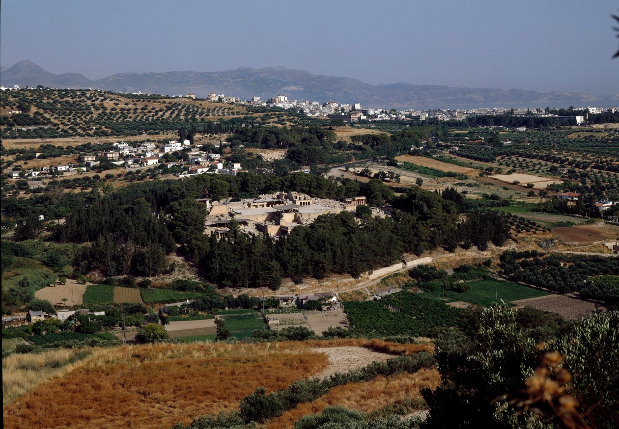 Minoisk kunst: udsigt over hele kong Minos palads i Cnossos (Knossos). 1600-1400 f.Kr. Kreta af Minoan