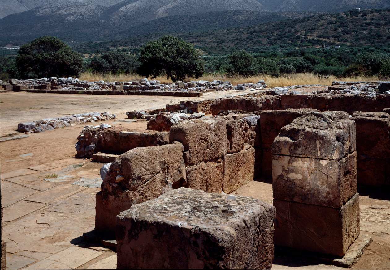 Minoisk civilisation: udsigt over ruinerne af Palace of Malia (eller Mallia) omkring 2000 f.Kr. af Minoan