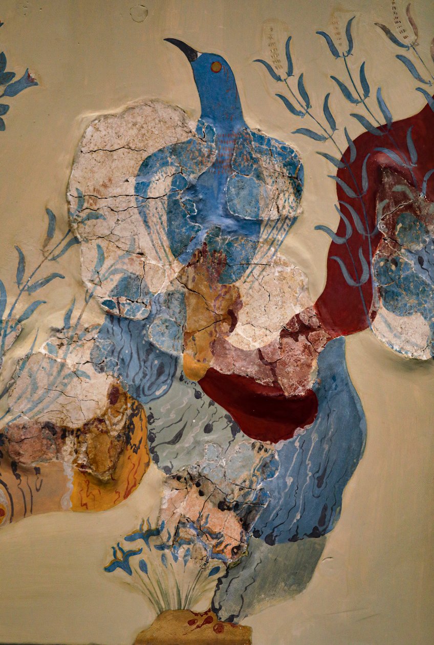 "Blå fugl" Fresco eller "Den blå fugl på Kreta". Knossos af Minoan