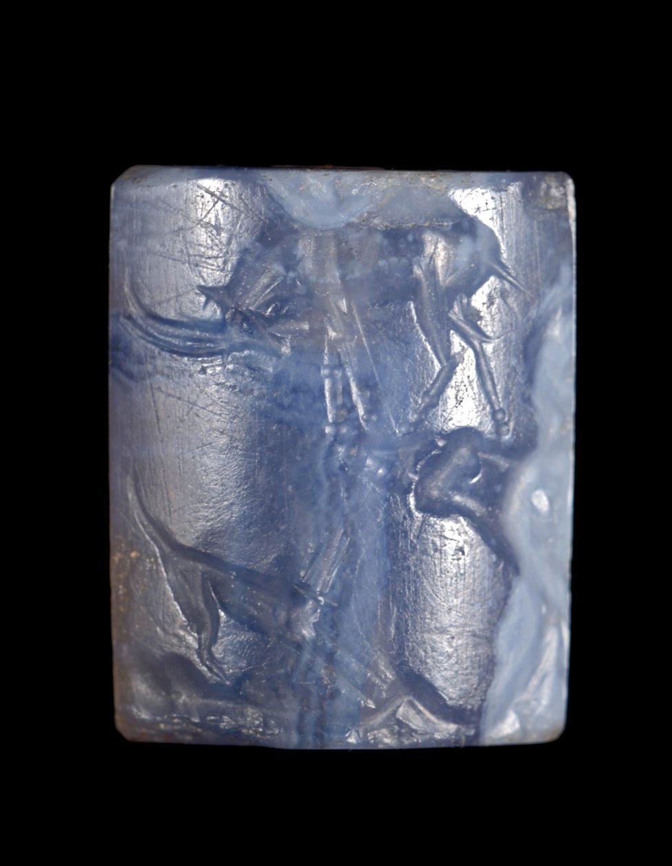Cylinderforsegling, mellemminoisk III periode - sen minoisk I periode ca. 1800 - ca. 1450 f.Kr. (blå kalcedon) af Minoan