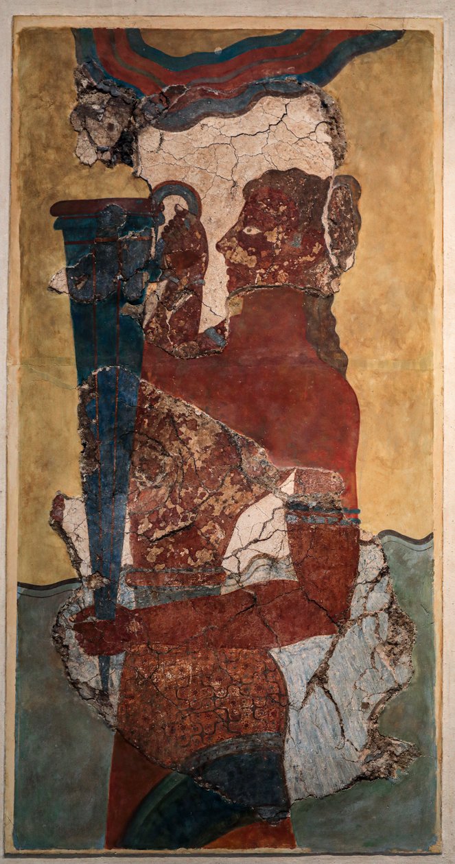 Detalje af en minoisk fresco: "Kopbæreren" af Minoan