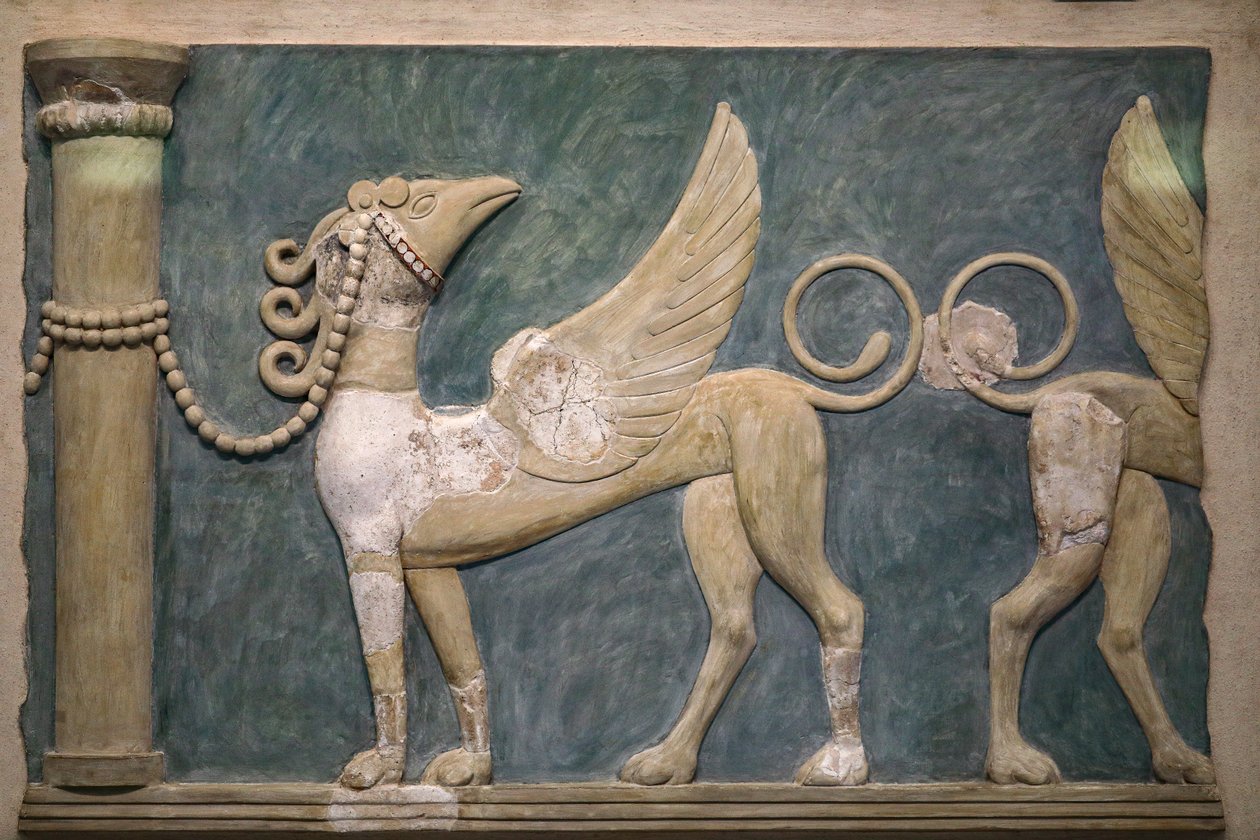 Fresko af højrelief Griffins. Paladset Knossos. 1600-1450 f.Kr af Minoan