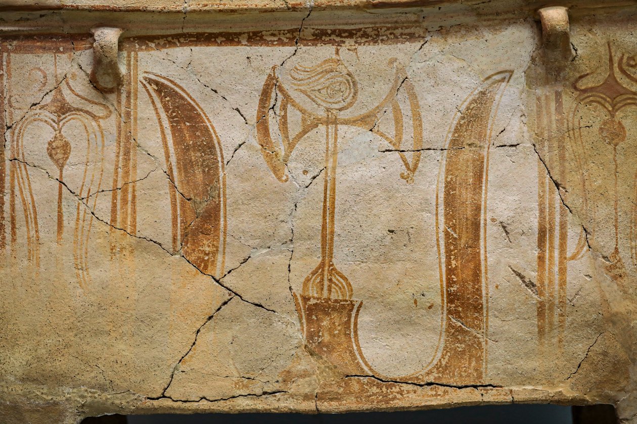 Minoisk kiste larnax dekoreret med indvielseshorn af Minoan