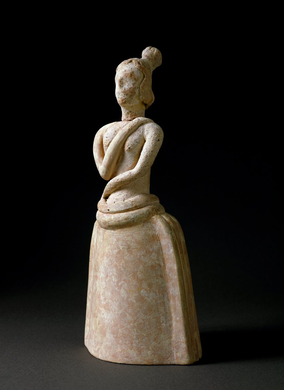 Minoisk kunst: terrakottafigur af kvinde i en holdning af tilbedelse. Fra helligdommen Piskokephalo på Kreta. 1700-1450 f.Kr. Svag. 24,6 cm Heraklion, arkæologisk museum af Minoan