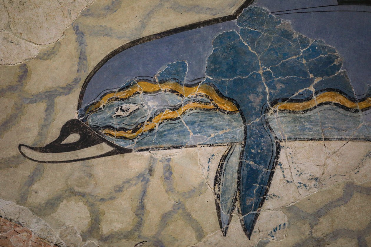 En del af "Dolphin Fresco". 1600 - 1450 f.Kr af Minoan