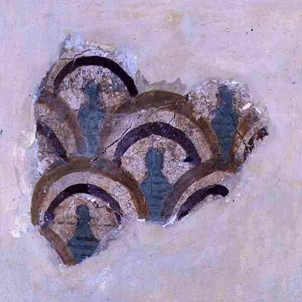 Spiralbånd og blomster fra Knossos, Kreta, ca. 1500 f.Kr. (fresko) af Minoan