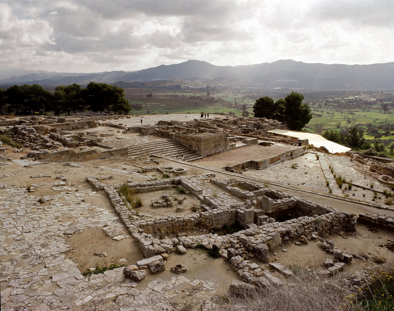 Udsigt over ruinerne af Phaistos, 2700-1200 f.Kr af Minoan