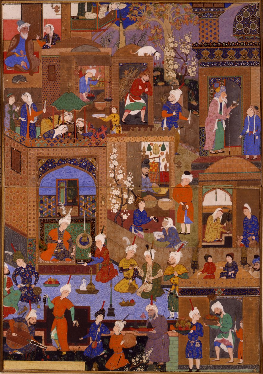 Nighttime in a City, sandsynligvis en folio fra et illustreret manuskript, ca. 1540 af Mir SayyidAli