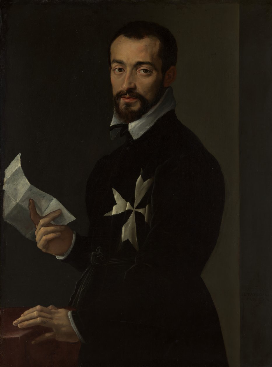 Portræt af en ridder af Malta, sandsynligvis Fra Jacopo Salviati, 1566. af Mirabello Cavalori