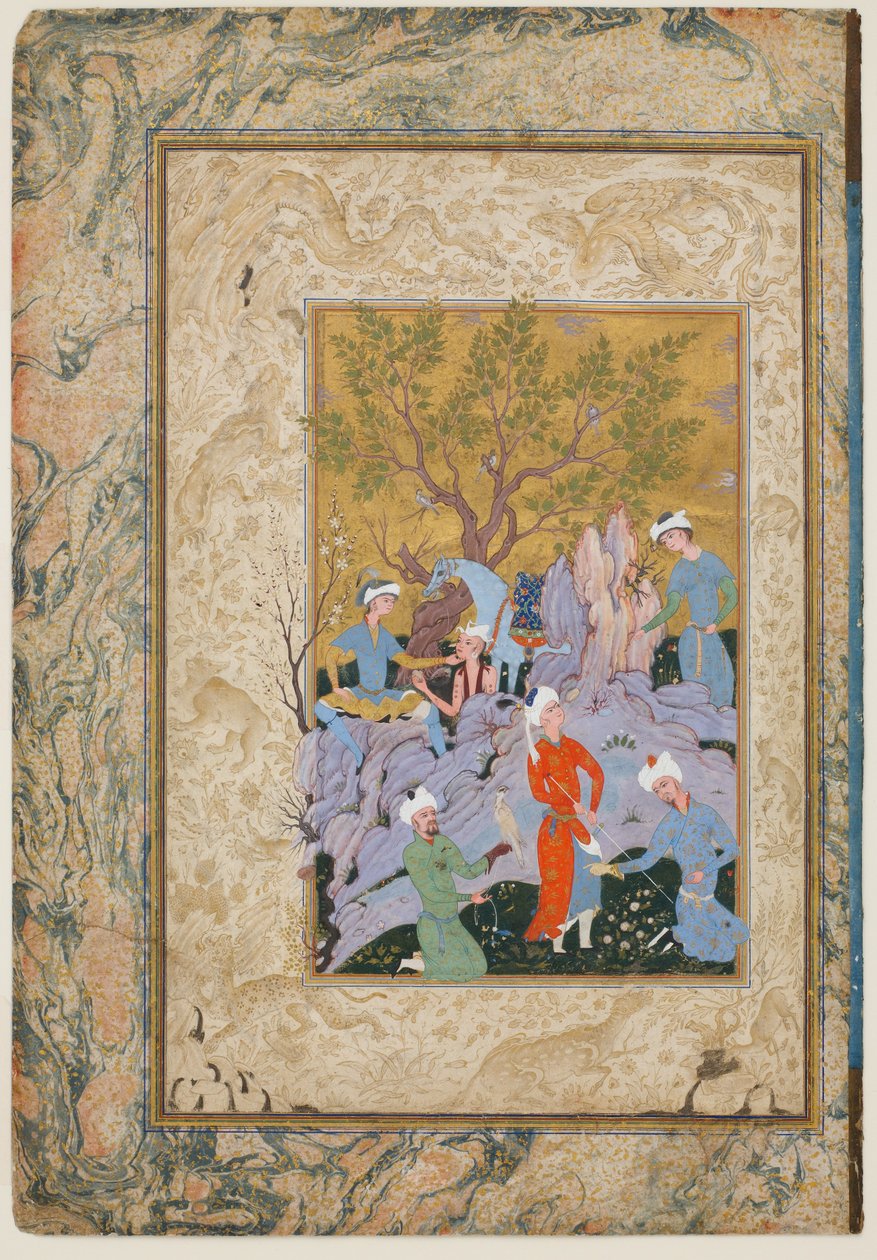 Princely Hawking Party, ca. 1570 af Mirza Ali