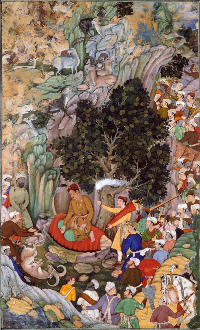 Akbar beordrer, at nedslagtningen skal ophøre i 1578, ca. 1595 (gouache på papir) af Miskin Miskin