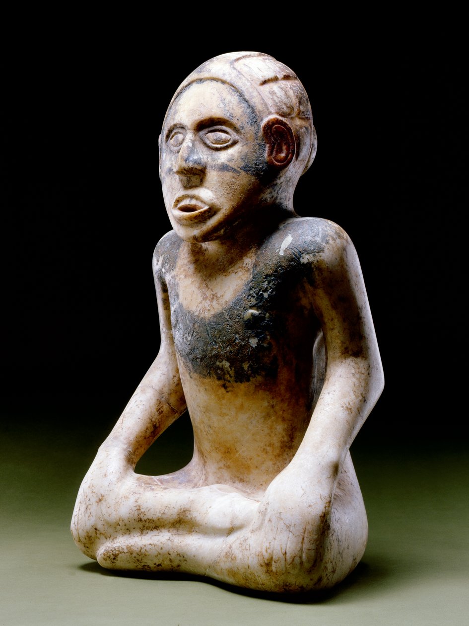 Siddende mandsfigur, 1200-1450 (marmor) (se også 422893) af Mississippian culture