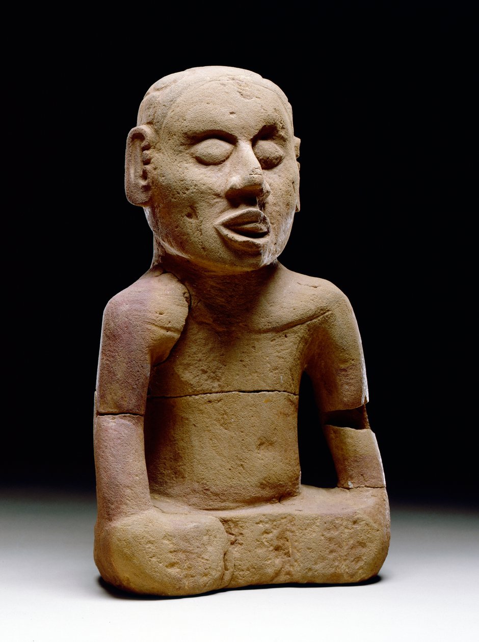 Siddende mandsfigur, 1200-1450 (sandsten) af Mississippian culture
