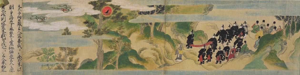Historien om grundlæggelsen af Geppoji-templet, Muromachi-perioden, ca. 1495 (blæk, farve og guld på papir) af Mitsuyoshi Tosa