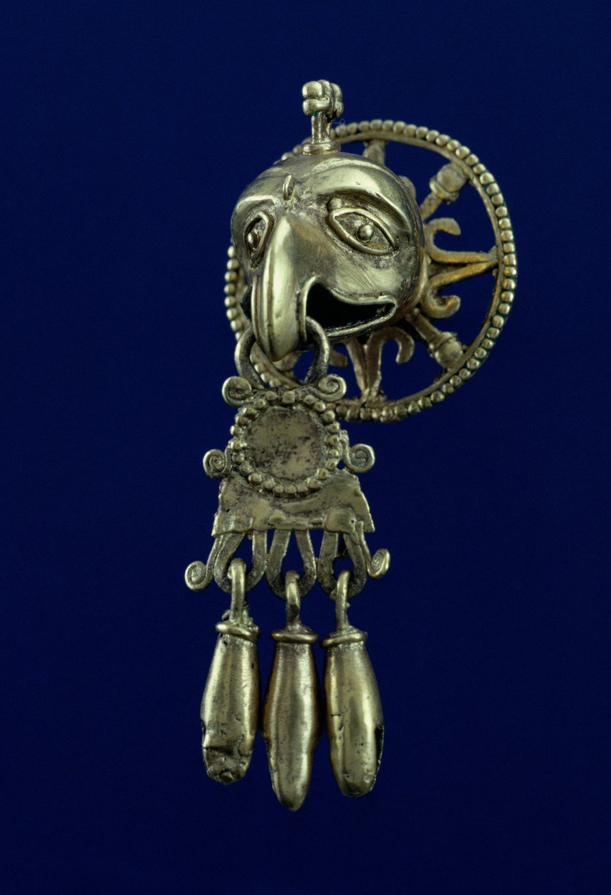 Læbeprop af fuglegud (guld) af Mixtec