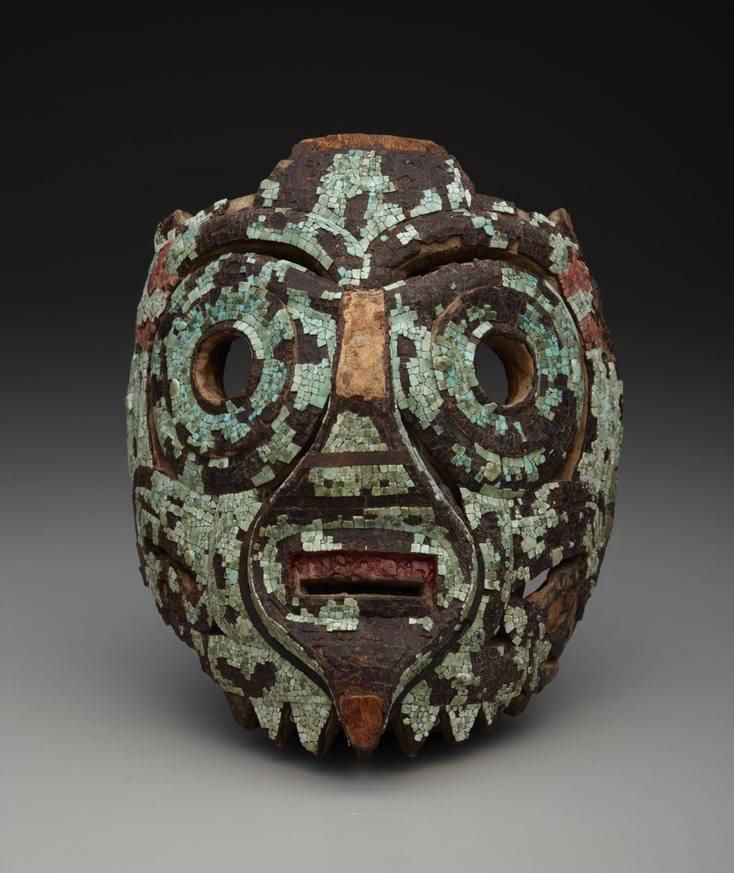 Maske, muligvis af Tlaloc, ca. 1350-1521 (træ, turkis, skal, brunkul og harpiks) af Mixtec Mixtec