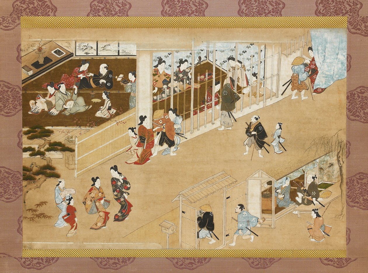 Yoshiwara fornøjelseskvarter, c1670-c1685 af Miyagawa Chōshun