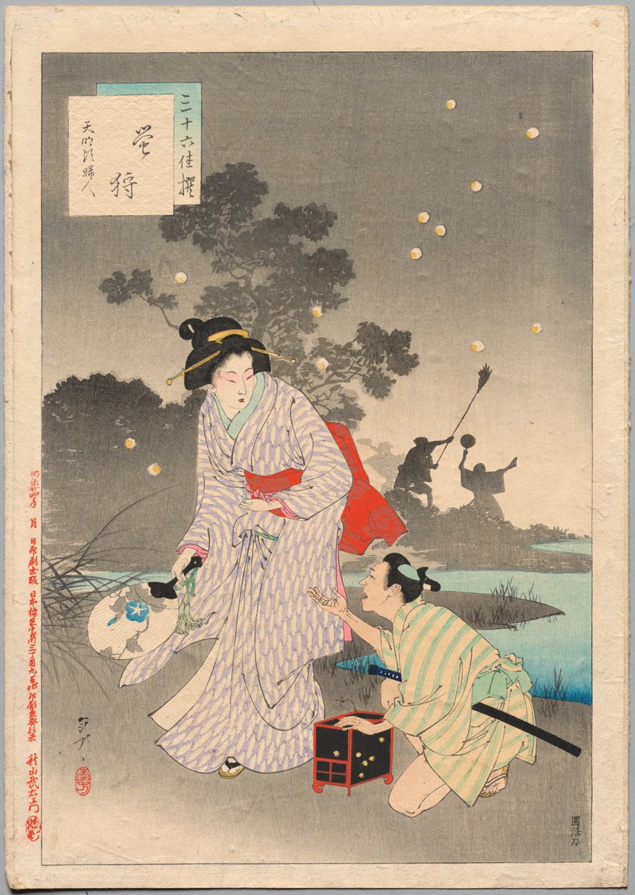 Chasing Fireflies, A Lady of the Tenmei Era (1781-1789), fra serien Thirty-six Elegant Selections af Mizuno Toshikata