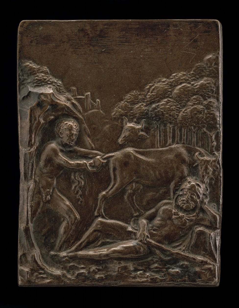Cacus stjæler Geryons kvæg fra Hercules, slutningen af det 15. - begyndelsen af det 16. århundrede. af Moderno