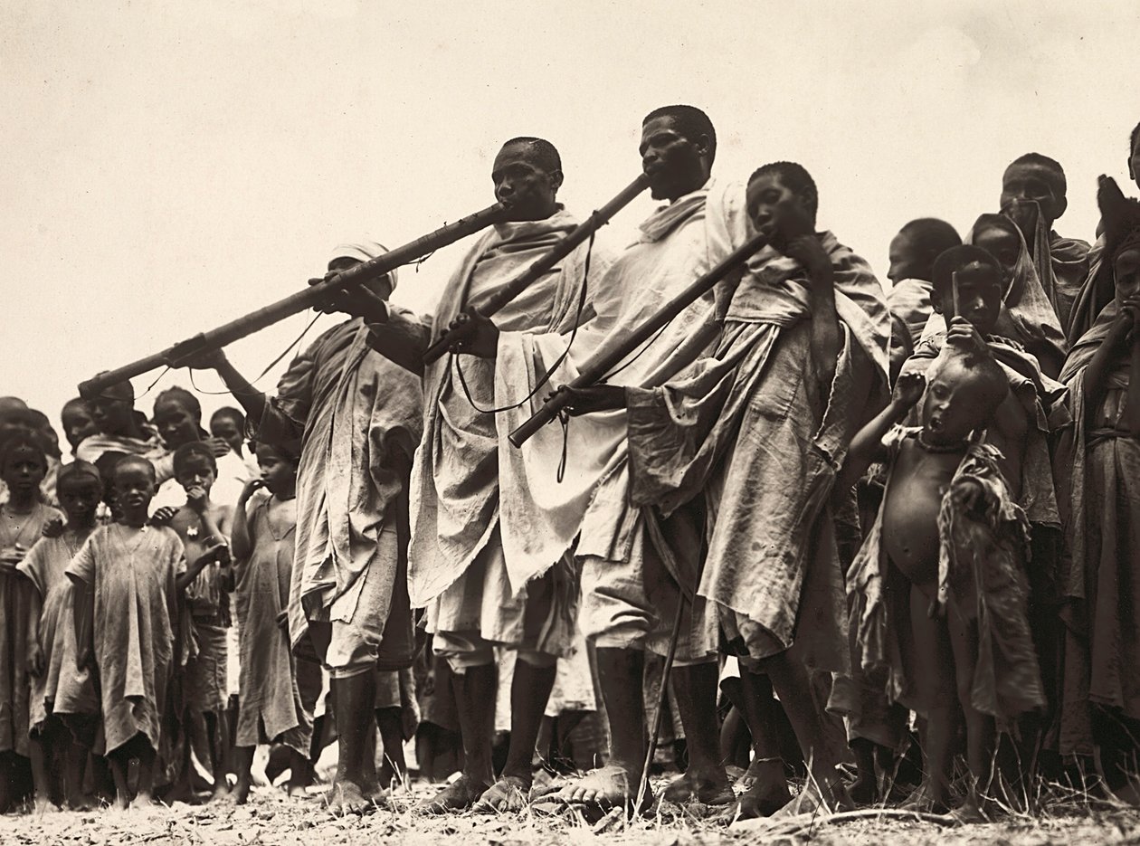 Building an Empire i den fascistiske tidsalder: Abessiniske musikere, 09/05/1936 (s/h foto) af Modestino Baldinetti